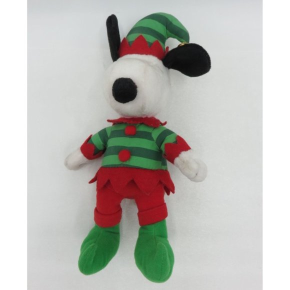 HALLMARK PEANUTS Snoopy Elf Plush Stuffed Toy Green and Red Jester 10" - Picture 10 of 11